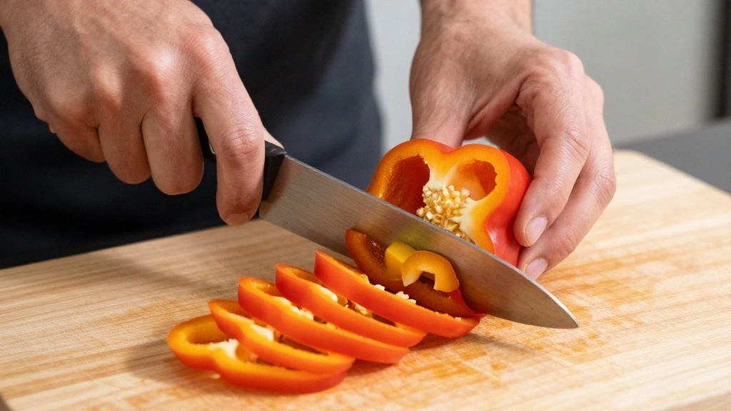 Cucumber and Pepper Salad Crunchy and Refreshing - Step 3: Slice the Bell Peppers 1