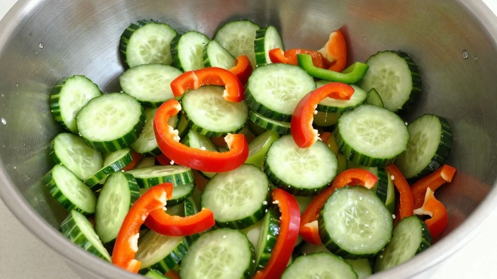 Cucumber and Pepper Salad Crunchy and Refreshing - Step 6: Combine the Vegetables 1