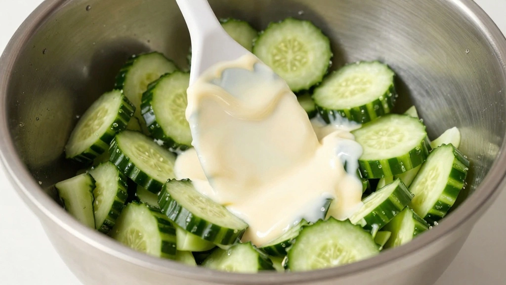 Everything Bagel Cucumber Salad with Creamy Dressing - Step 6: Add the Dressing 1