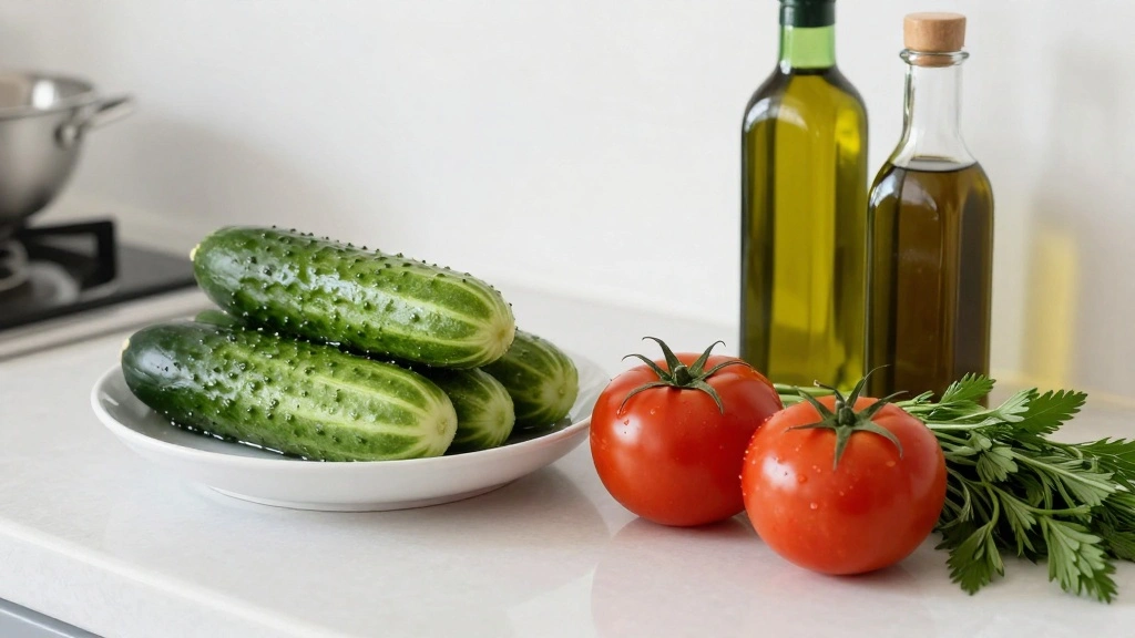 Greek Cucumber Tomato Salad with Olive Oil and Herbs - Step 1: Gather Ingredients 1