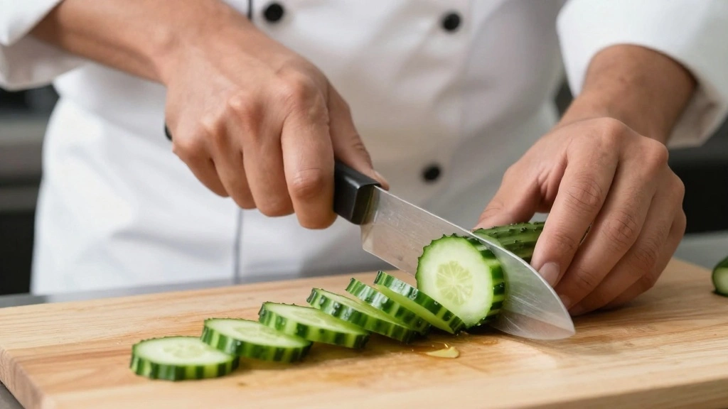 Greek Cucumber Tomato Salad with Olive Oil and Herbs - Step 2: Slice Cucumbers 1