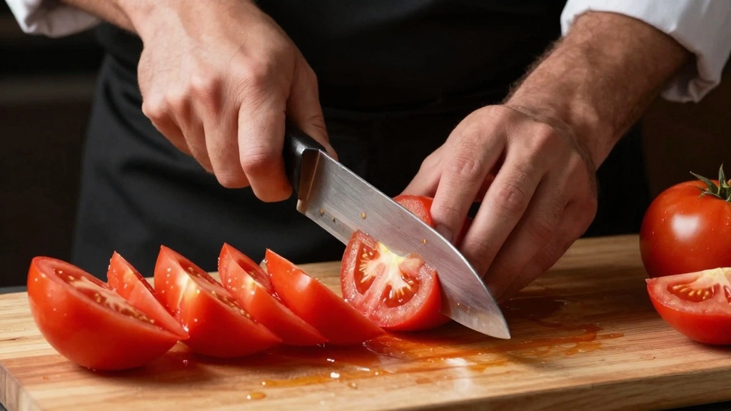 Greek Cucumber Tomato Salad with Olive Oil and Herbs - Step 3: Chop Tomatoes 1