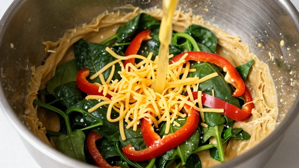 Savory Breakfast Muffins (Perfect On-the-Go) - Step 5: Add Vegetables and Cheese 1