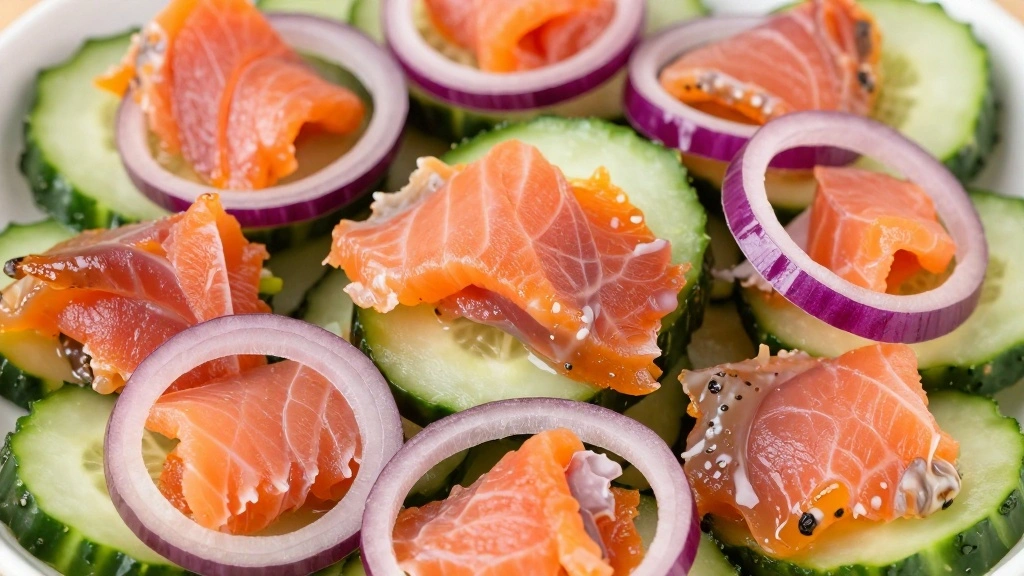 Smoked Salmon Cucumber Salad Elegant and Easy Recipe - Step 6: Incorporate Red Onion 1