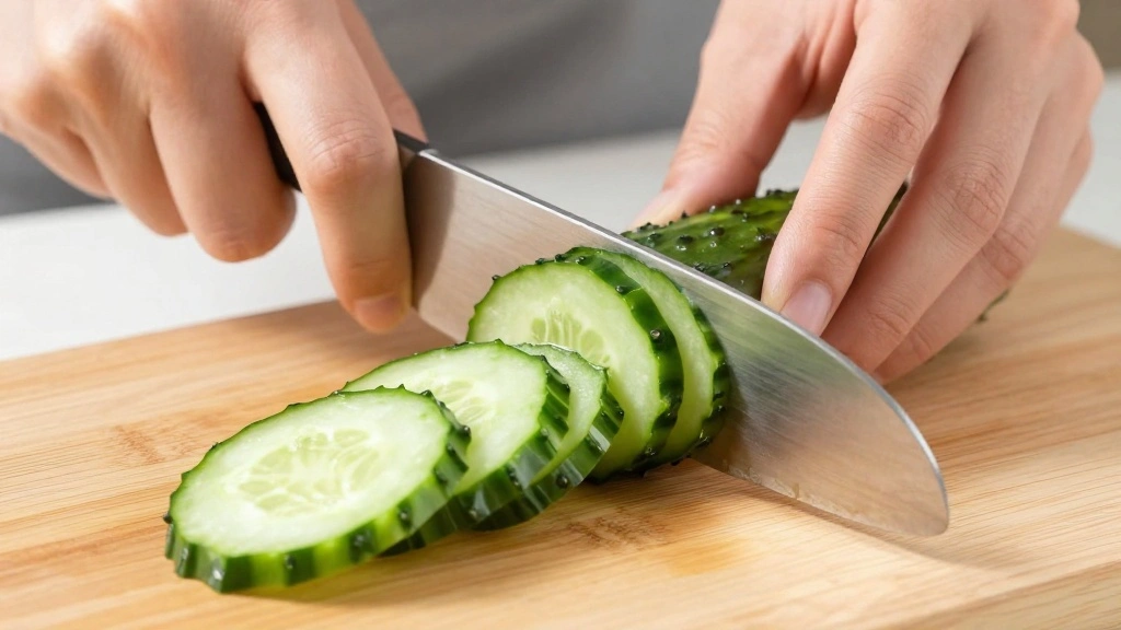 Thai Cucumber Salad Recipe with Sweet and Tangy Dressing - Step 2: Slice the Cucumbers 1