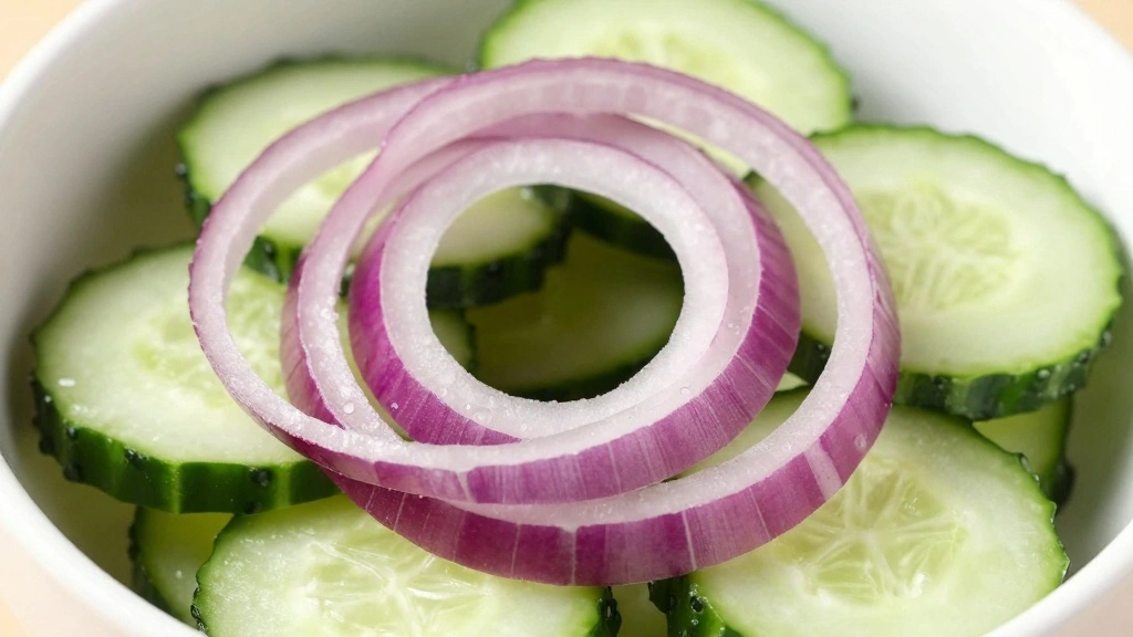Thai Cucumber Salad Recipe with Sweet and Tangy Dressing - Step 3: Slice the Red Onion 1