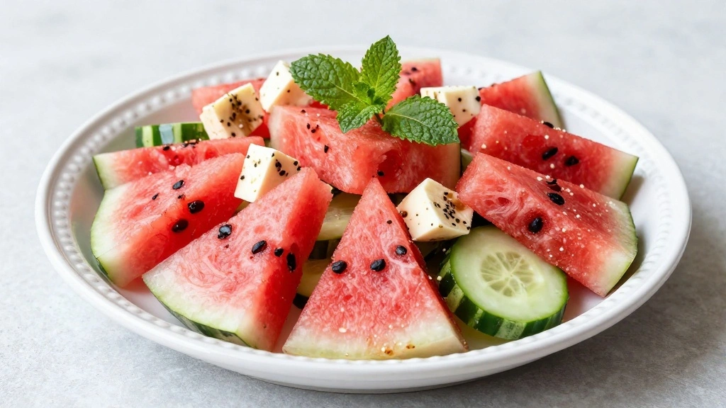 Watermelon Cucumber Feta Salad Sweet, Salty, and Refreshing - Step 8: Serve Immediately 1
