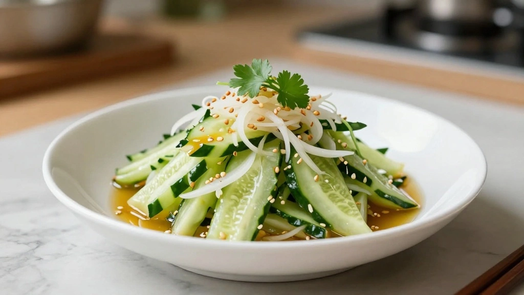 Asian Cucumber Salad with Rice Vinegar and Sesame Oil