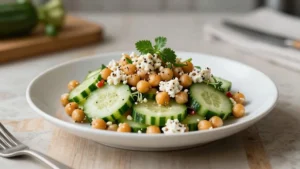 Chickpea Cucumber Feta Salad High Protein and Fresh