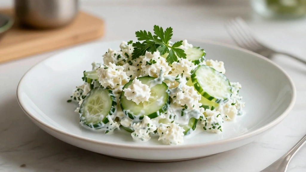 Cucumber Cottage Cheese Salad High Protein and Creamy