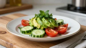 Cucumber Tomato Avocado Salad with Fresh Herbs