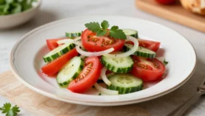 Tomato Cucumber and Onion Salad (Simple & Refreshing Recipe)