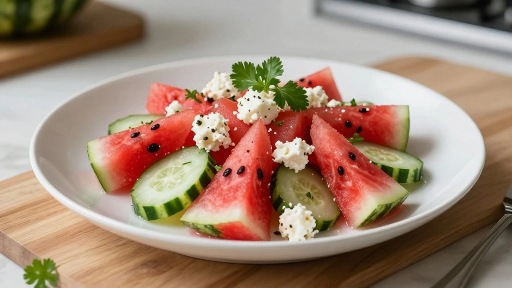 Watermelon Cucumber Feta Salad Sweet, Salty, and Refreshing